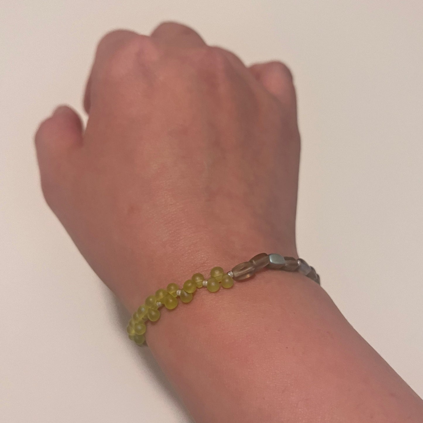 White Swirl Siberian Iris Green Punch Bracelet