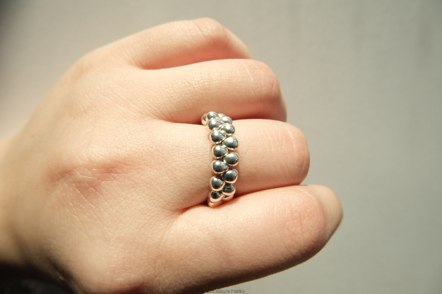 Sterling Silver Glazed Doll Bearded Iris Japanese Glass Bead Ring