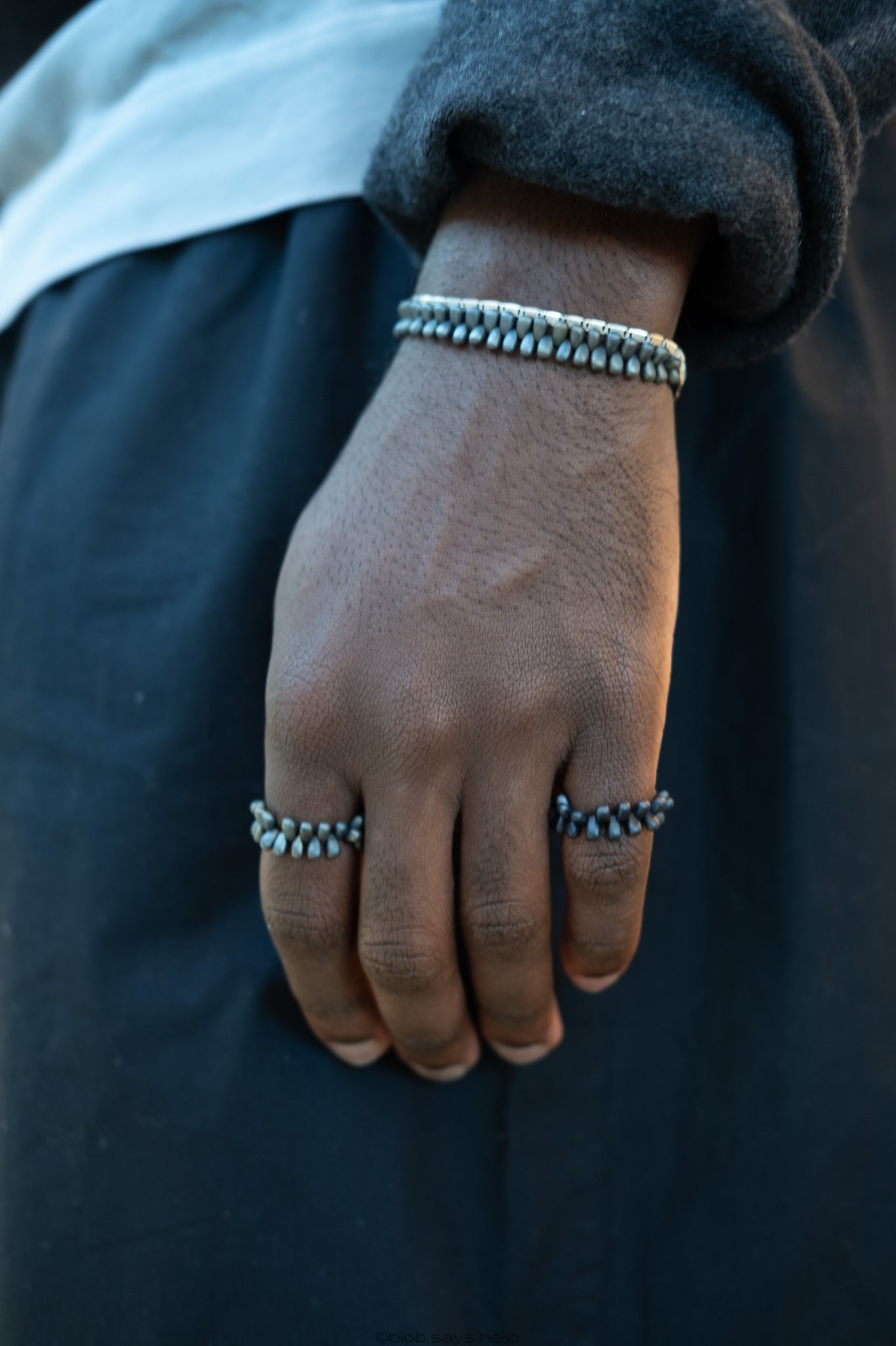 LoHo Silver Iris Japanese Glass Beads Ring