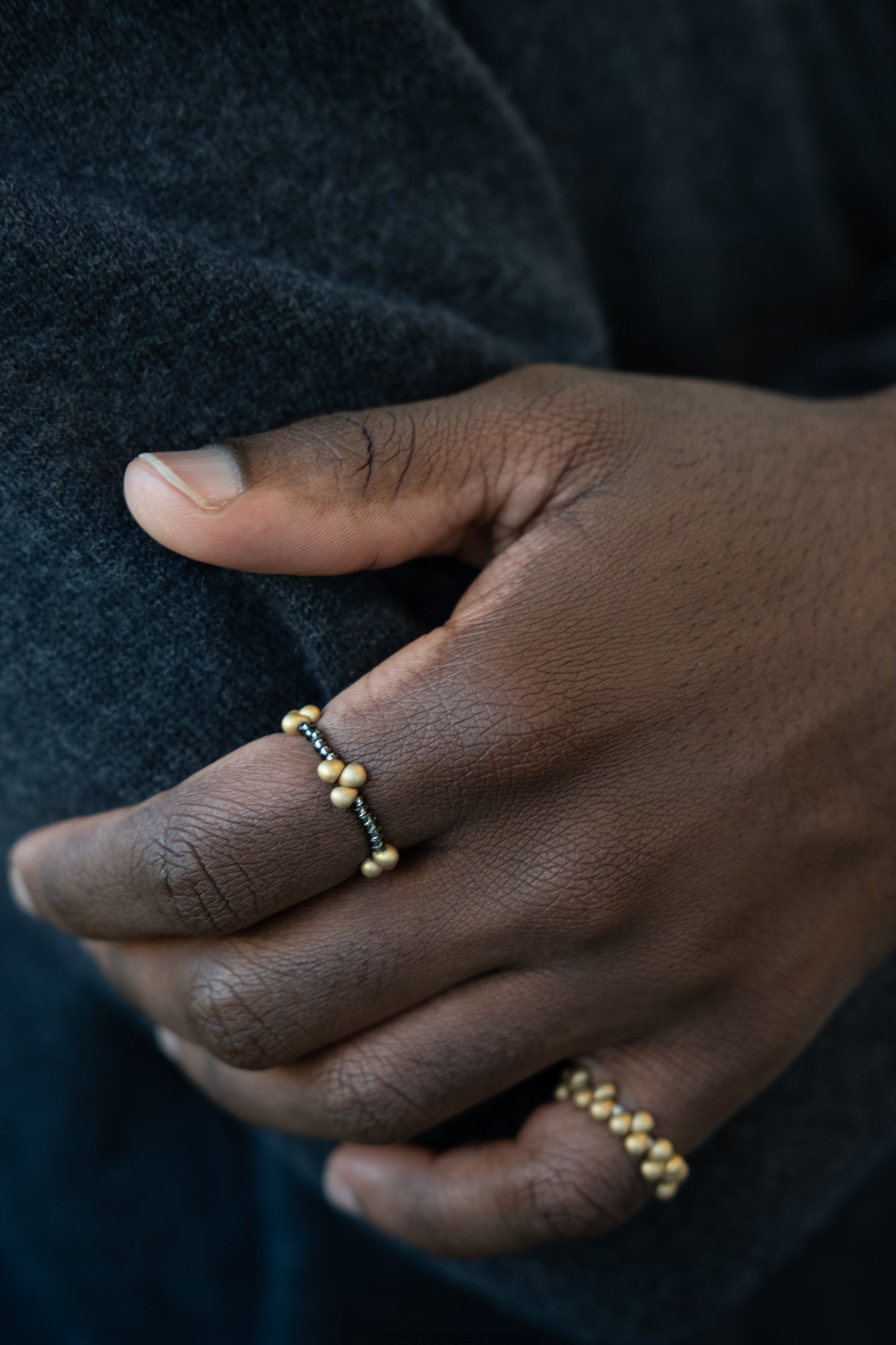 24k Gold Glazed Doll Bearded Iris Japanese Glass Bead Ring