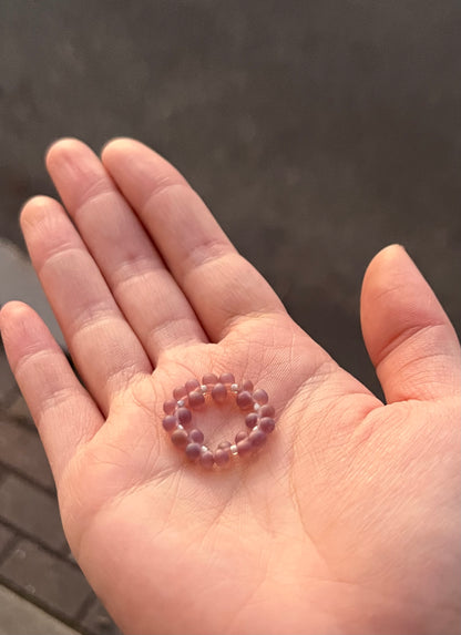 Muted Pink Doll Beared Iris Japanese Glass Bead Ring