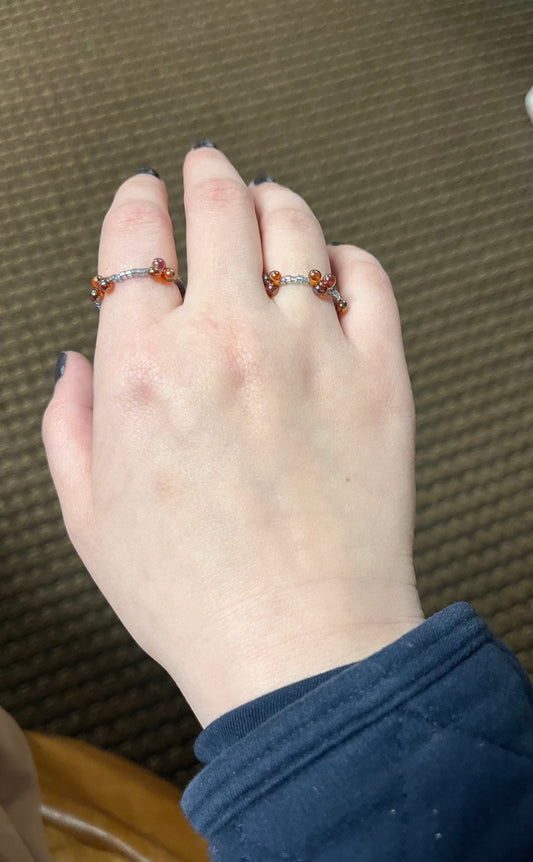 Burgundy Golden Beared Iris Japanese Glass Bead Ring