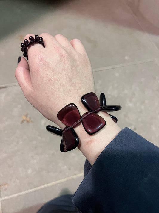 Crimson Glow Cuff Czech Glass